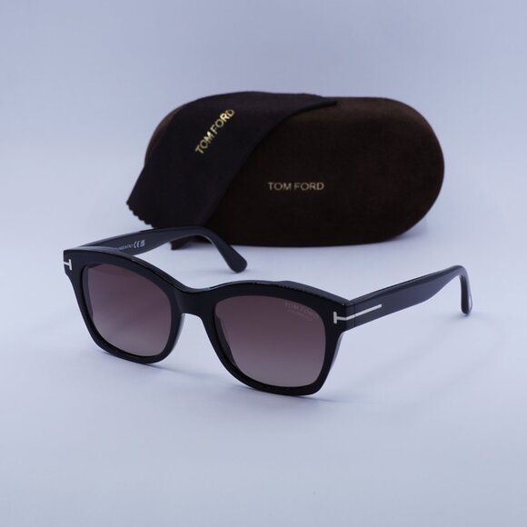 Tom Ford Lauren-02 FT0614 01H Square Sunglasses - Black/Burgundy Polarized - Picture 6 of 9